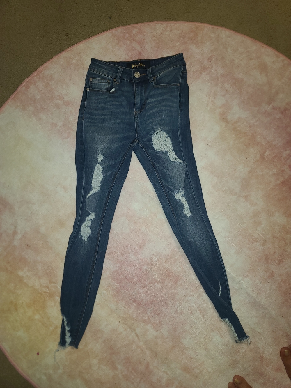 Indigo Rein Distressed Skinny Jeans in Blue